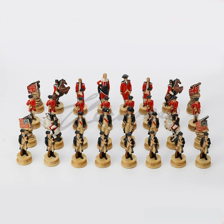 Vintage Vs Collectible - American Revolutionary War Resin Chess Set